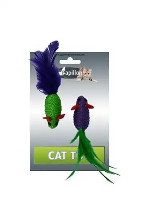Купить papillon игрушка для кошек "две мышки с перьями"